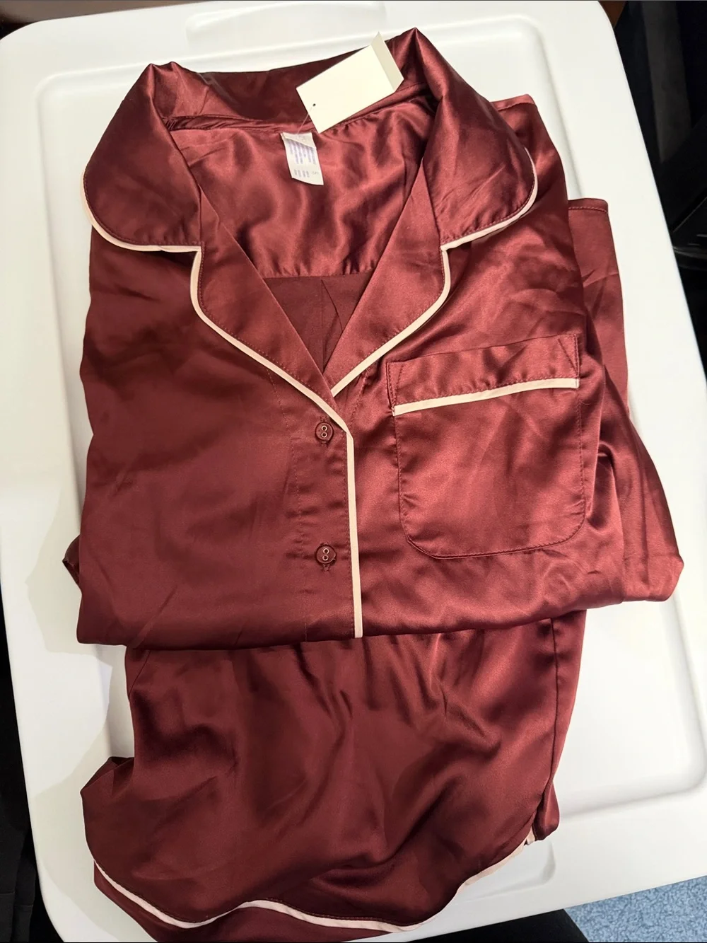 Silky Burgundy Women's Satin Pajama Set
